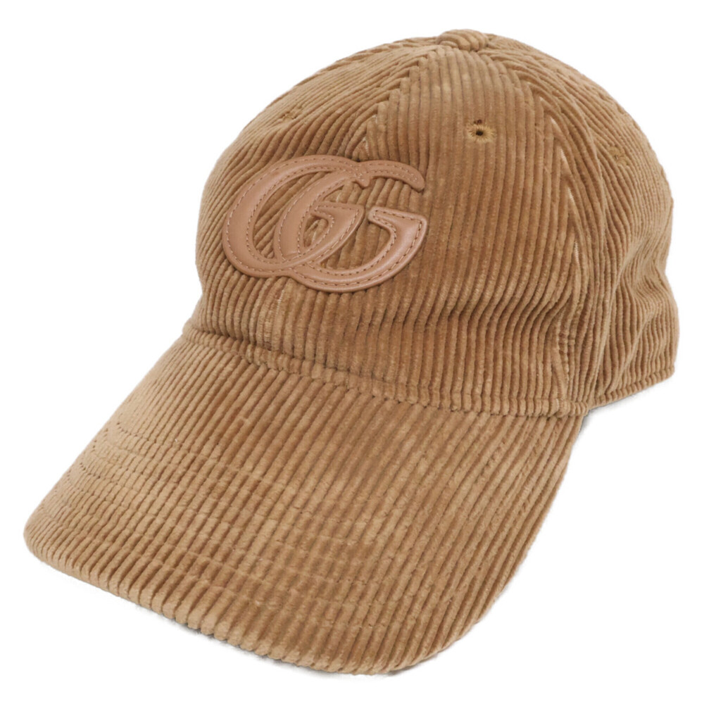 GUCCI GG Patch Corduroy Cap, Hat, Size L (59cm), Brown, Men's